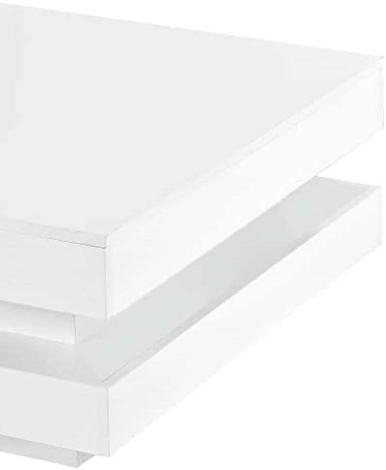 White Square Coffee Table with LED Lights H136