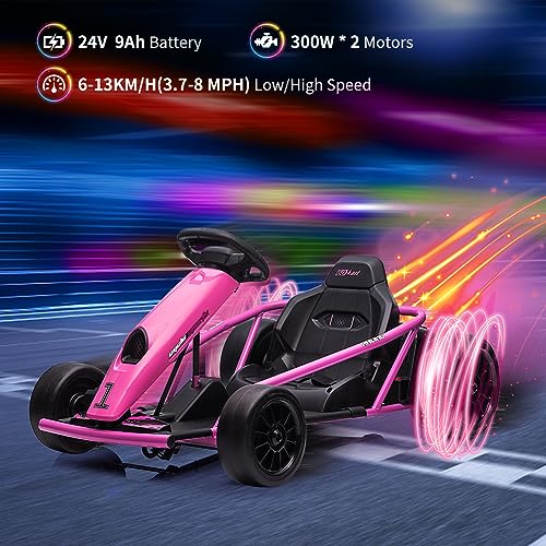 24V 9Ah Battery 300W*2 Motors 8MPH Drifting Go Kart White M7151