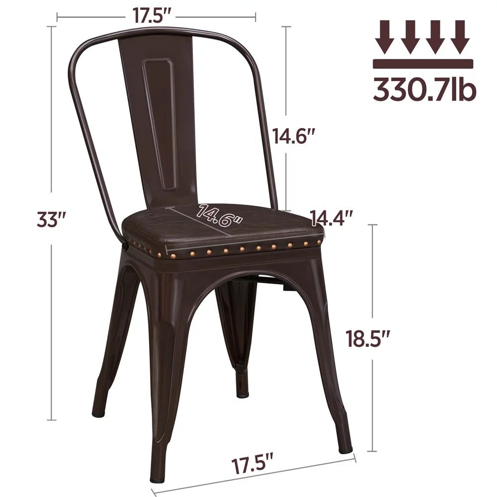 Brown Set of 4 Dining Chair with Cushion S269625