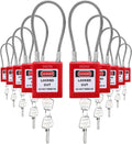 Steel Cable Lockout Padlock Set, 10 Red, Keyed Different, 2 Keys per Lock, Pack of 2 Z7218