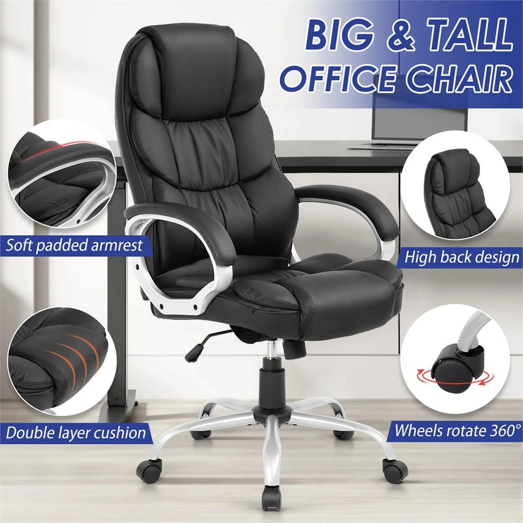 Black Faux Leather High Back Desk Chair V143893
