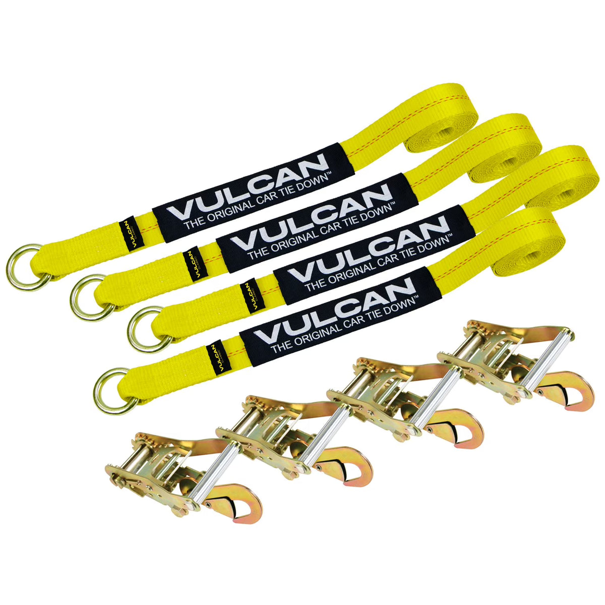 Yellow 2 inch x 144 inch Ratchet Tie Down 4 Pack S78779