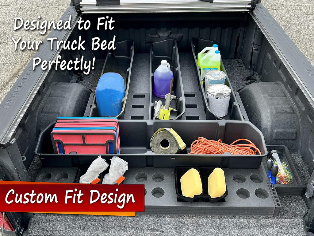 Complete Truck Bed Storage System Cargo Organizer with 4 Weatherproof Containers N7348
