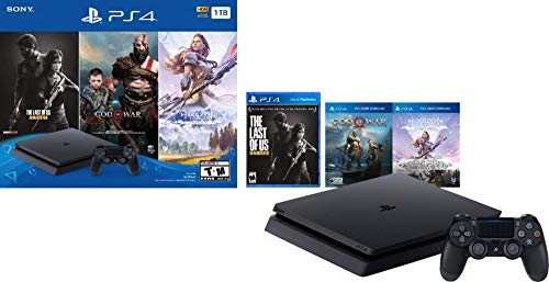 1TB HDD PS4 Console Slim Bundle with Three Games Dualshock 4 Wireless Controller Jet Black V523954