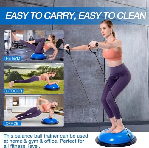 Half Balance Ball Trainer with Resistance Bands and Foot Pump T4568