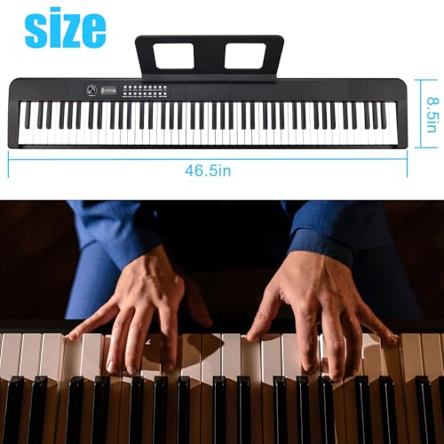 88 Key Semi Weighted Digital Piano with Music Stand, Sustain Pedal, Bluetooth, Carrying Case, Headphones Q164689