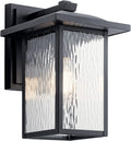 1 Light Outdoor Wall Light with Clear Water Glass in Textured Black L72021