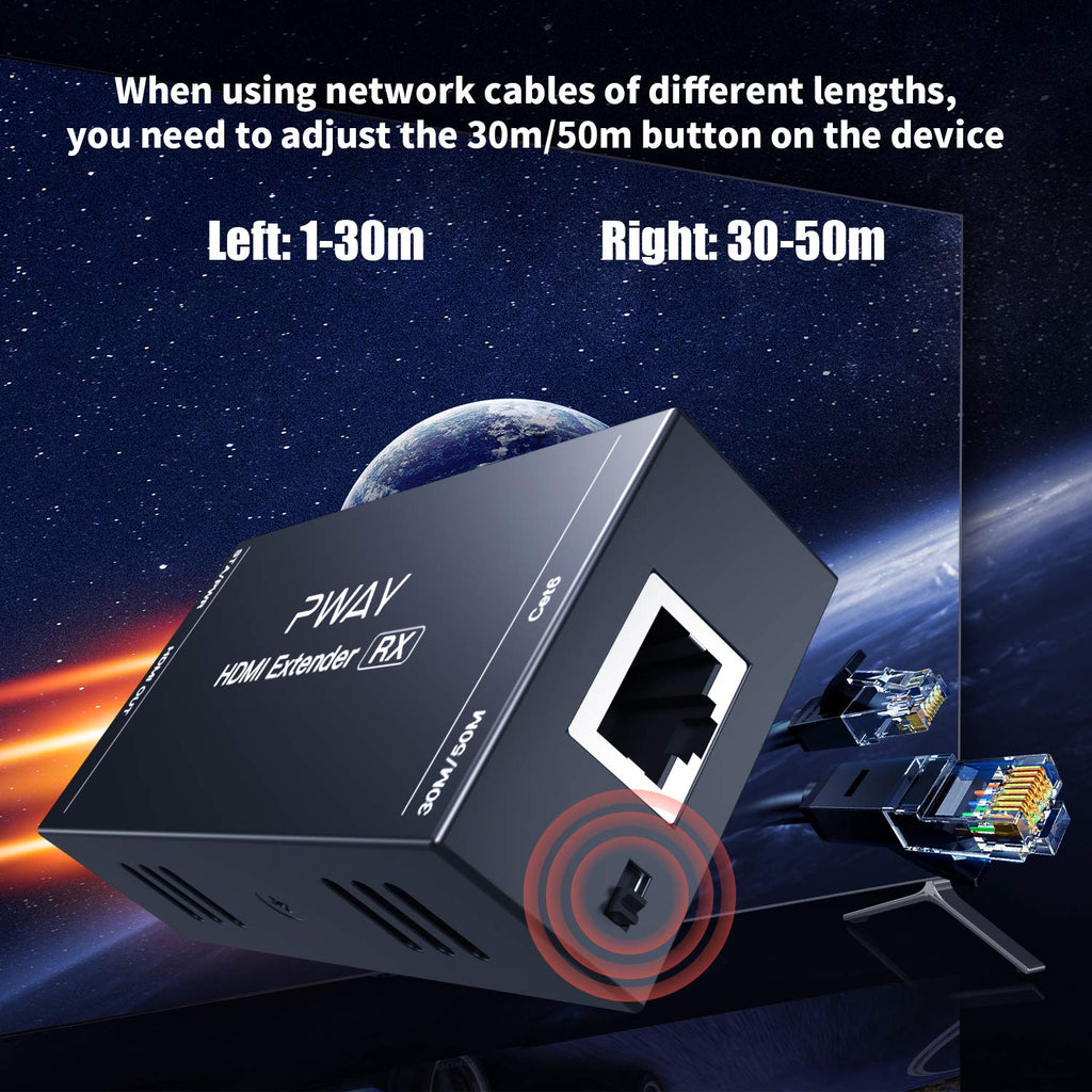 HDMI Extender Over Ethernet Cat5e/6 Up to 165ft/50m 1080P HD Video A337