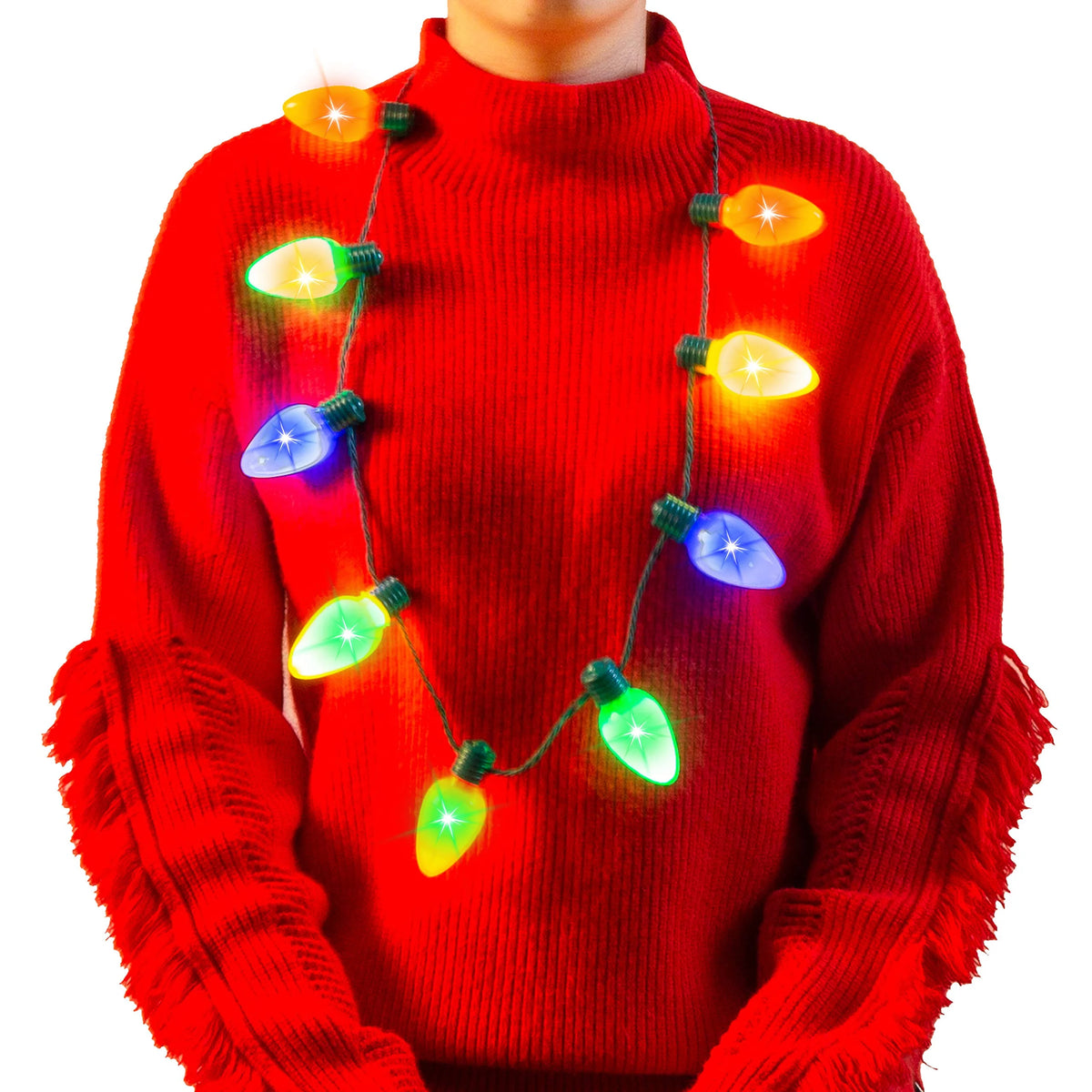 12 Piece Christmas LED Light Up Bulb Necklaces I9400