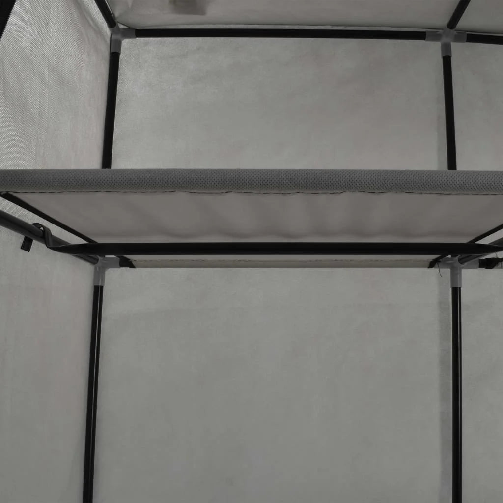 Gray Wardrobe with Compartments and Rods X97393
