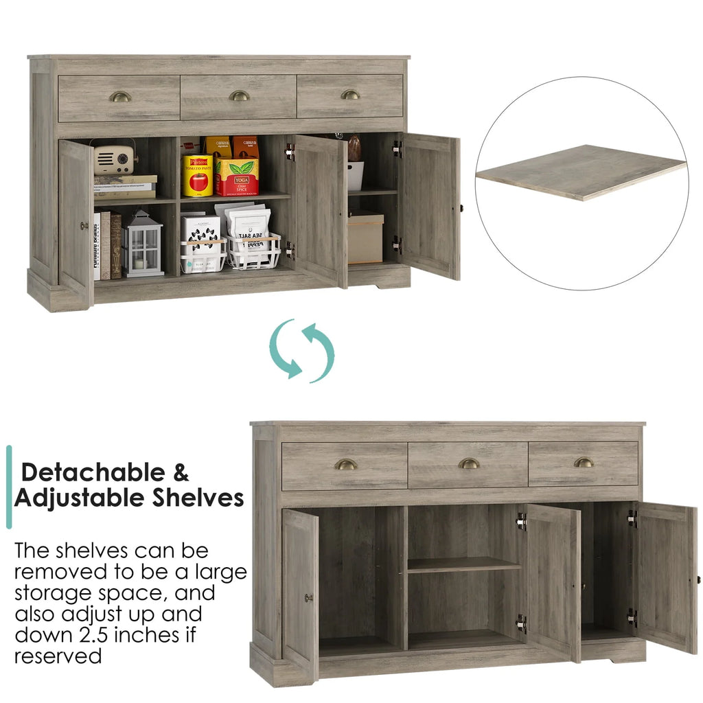 White 3 Drawer 3 Door Sideboard Storage Cabinet B305513
