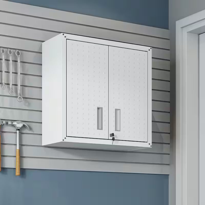 30 in. 2-Shelf Wall Mount Metal Garage Cabinet in White P337942