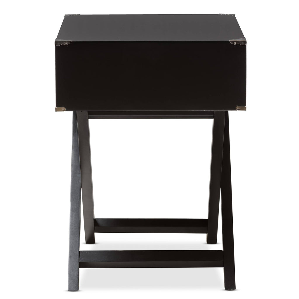 Black 1-Drawer Wooden Bedside Table Y840436
