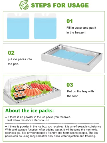 Ice Food Serving Display Tray with Clear Roll Top Cover and 2 Ice Packs Y61156