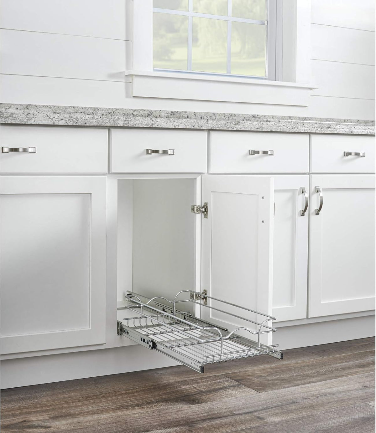 12 Inch x 22 Inch Single Wire Basket Pull Out Shelf Organizer R930