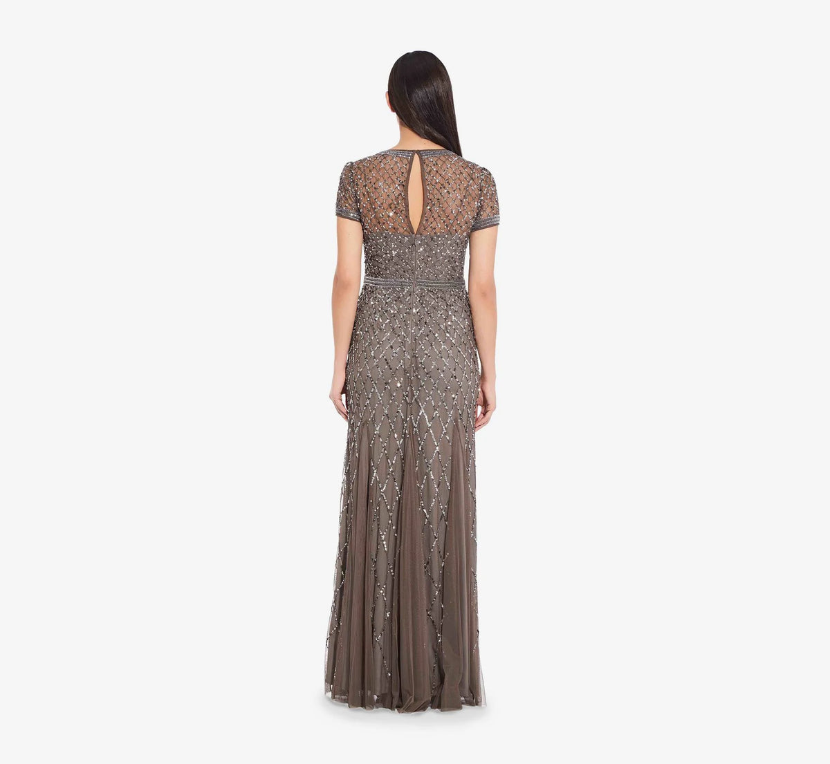 Cap Sleeve Beaded Gown N40903