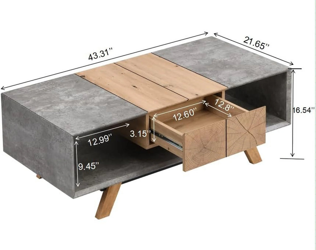 Chinese Style Faux Rattan Double-Layer Solid Wood Coffee Table Q1879