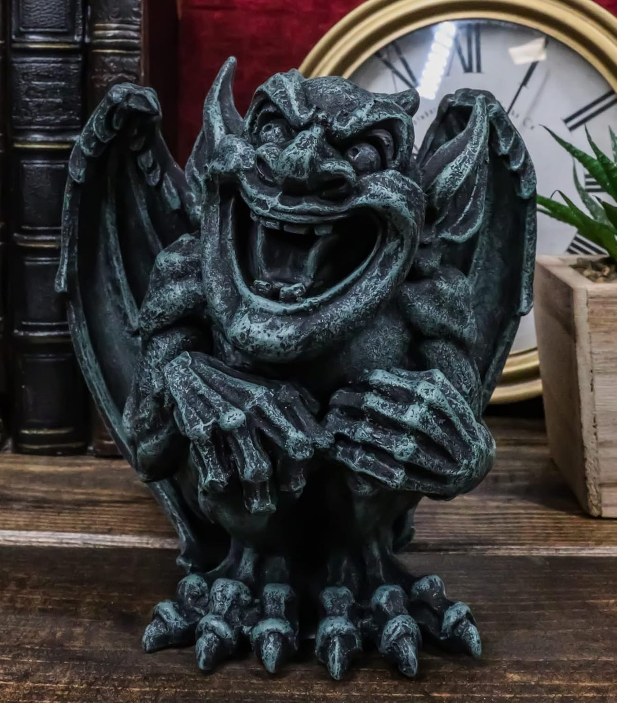 Gothic Winged Guardian Gargoyle Figurine Faux Stone Resin Sculpture C377