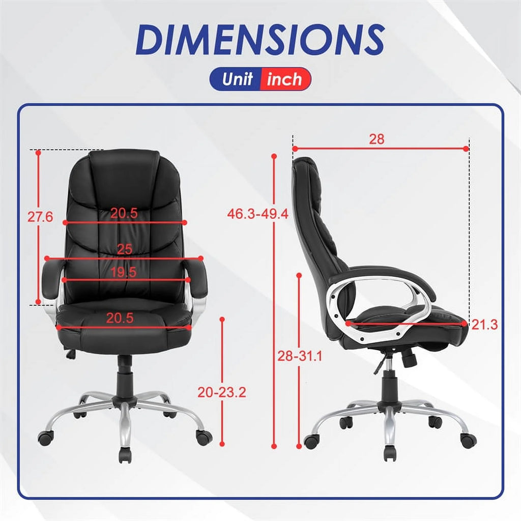 Black Faux Leather High Back Desk Chair V143893