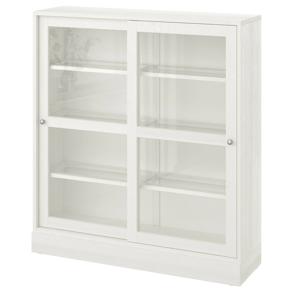 White Clear Glass Glass-Door Cabinet with Base G323