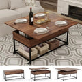 Lift Top Folding Coffee Table with Drawer Metal Frame D623