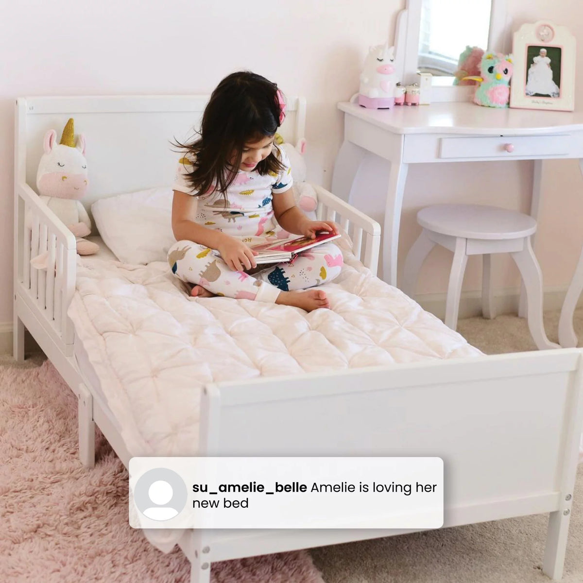Grey Toddler Bed with Attached Bed Rails F52872