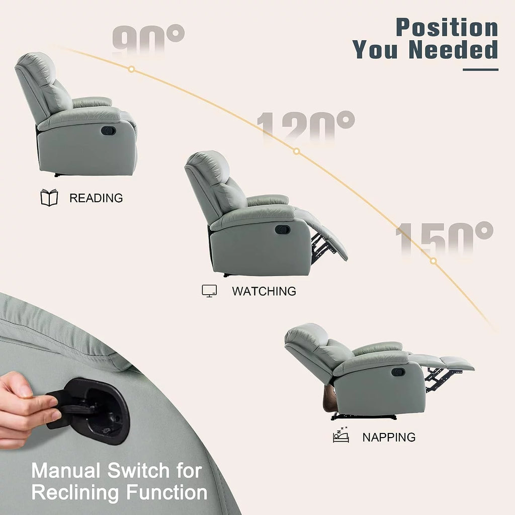 Green Micro Leather Manual Recliner Chair with Footrest T96270