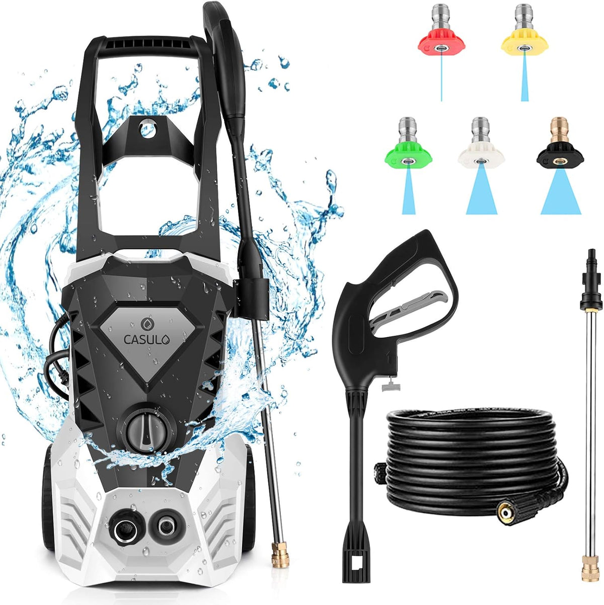 Electric Pressure Washer 1800W with 5 Nozzles, Hose Reel J8674