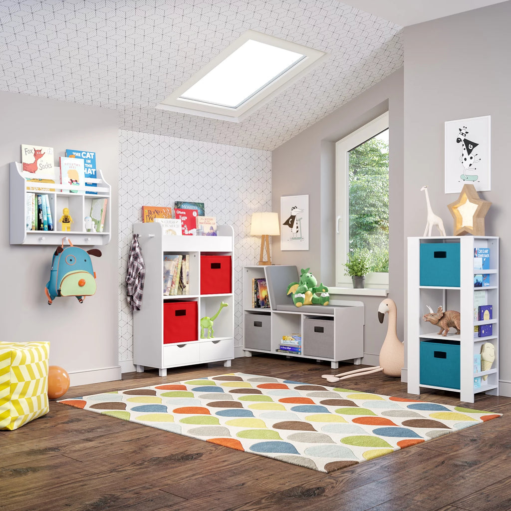 Gray Kids Storage Bench with Cubbies and 2pc Bin G211