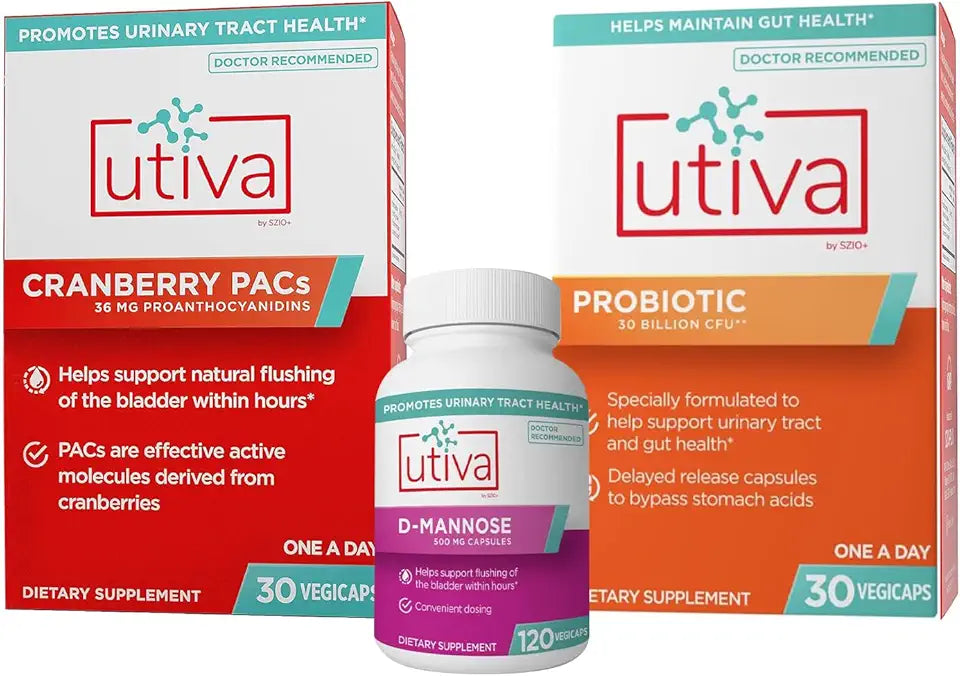 Cranberry PACs 30 Vegi Capsules + D-Mannose 500mg 120 Capsules + Probiotic 30 Delayed Release Vegi Capsules T469