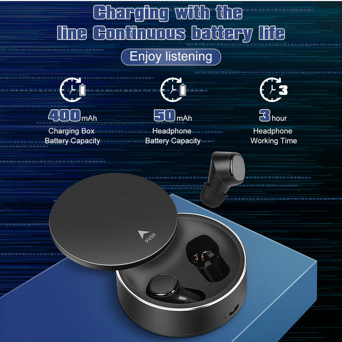 Black True Wireless Earbuds with Mic Z889069