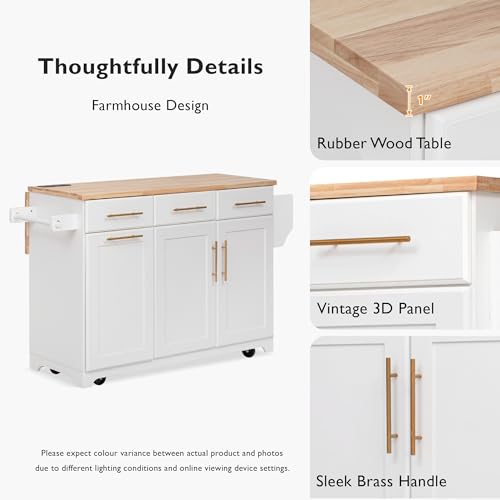 White Kitchen Island with Storage M28296