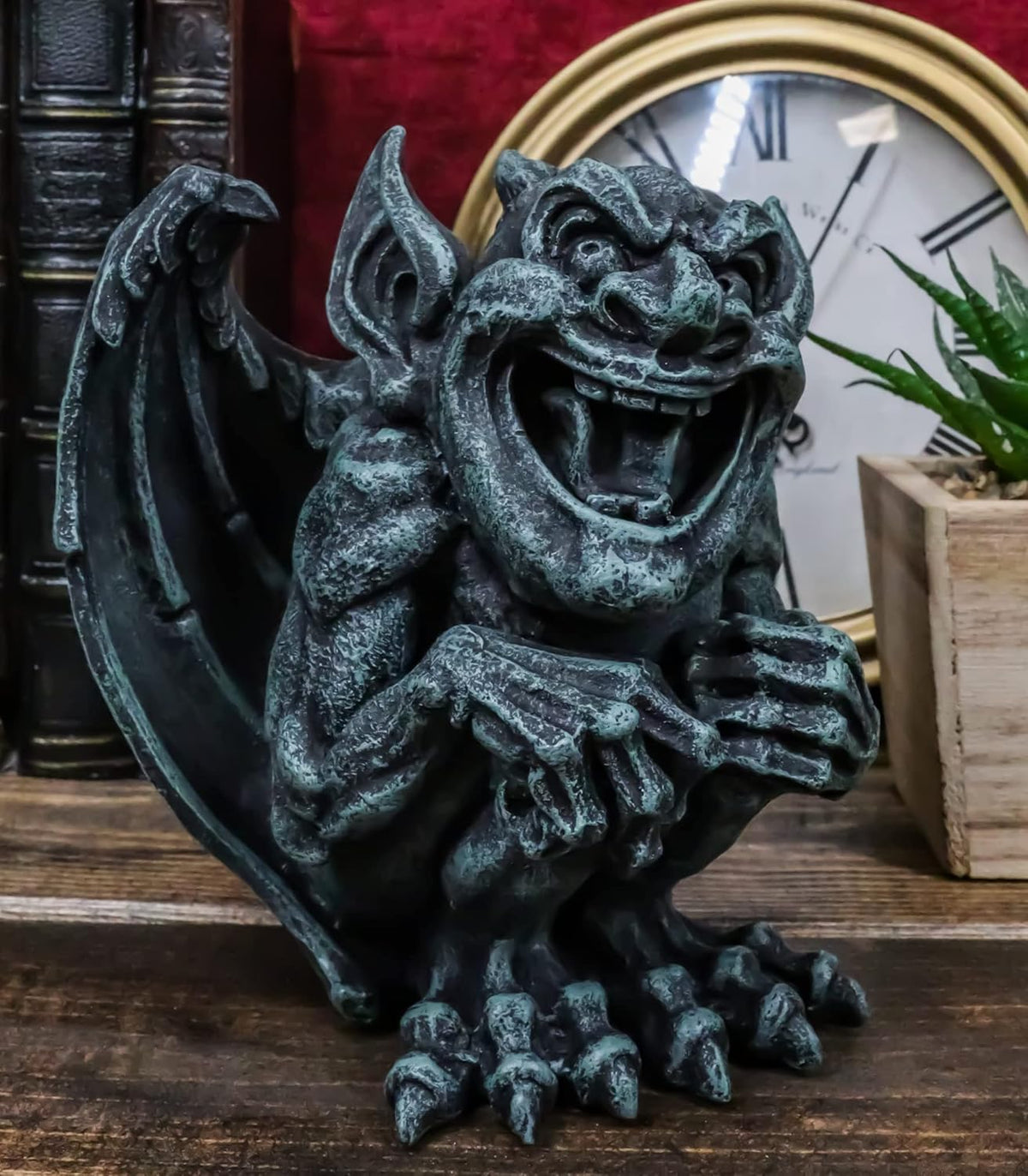 Gothic Winged Guardian Gargoyle Figurine Faux Stone Resin Sculpture C377