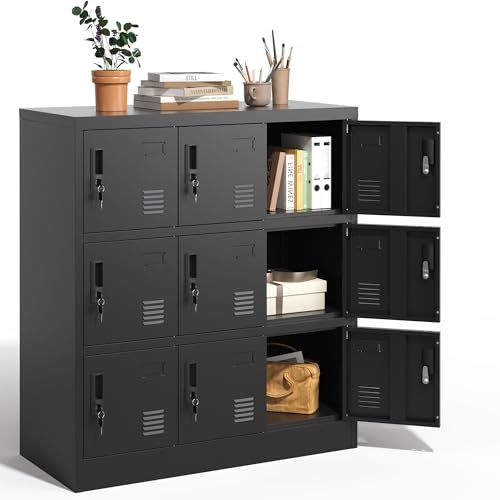 6 Door Black Metal Storage Locker P6254