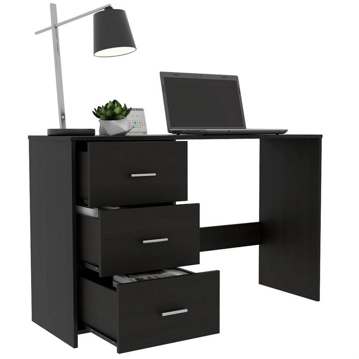 Black Computer Desk with Three Drawers H13757