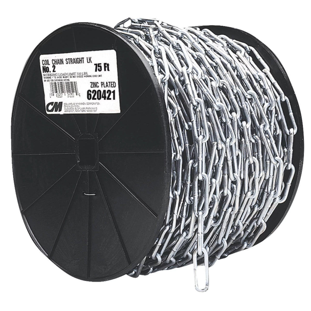 Straight Link Coil Chain 50' Electro-Galvanized I2185