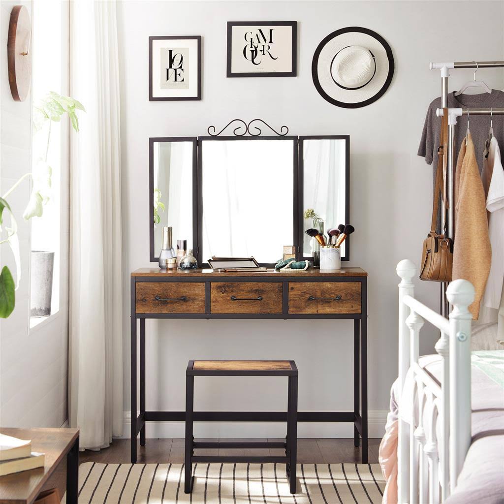 Industrial Makeup Table with Stool M491543