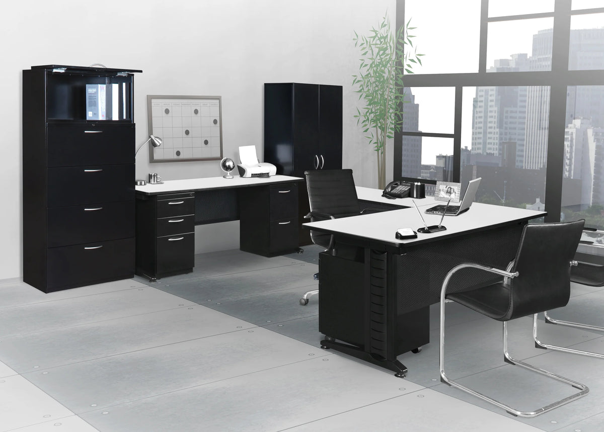 72 x 24 in. White Teachers Desk with Drawer Unit W815