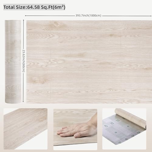 Peel and Stick Vinyl Floor Tile Roll Wood Plank Sticker U262769