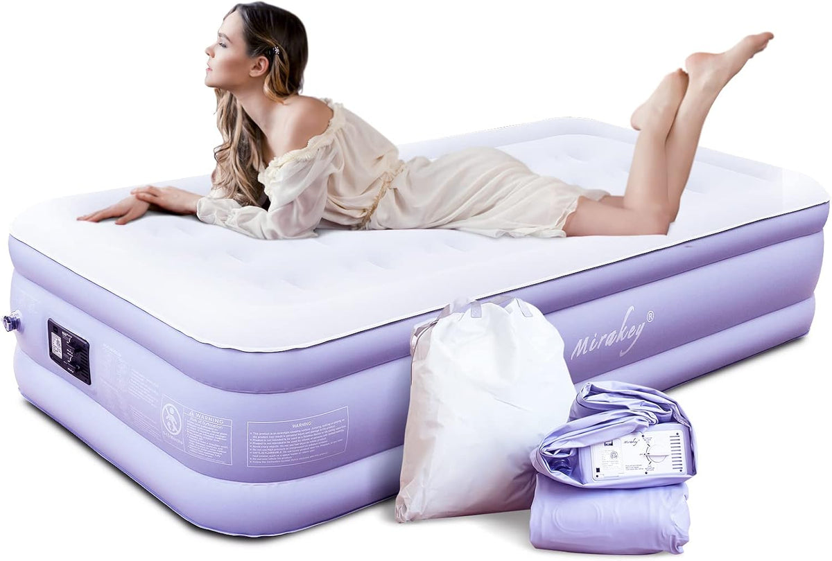 Light Blue Twin Air Mattress with Built in Pump, Pack of 2 O930