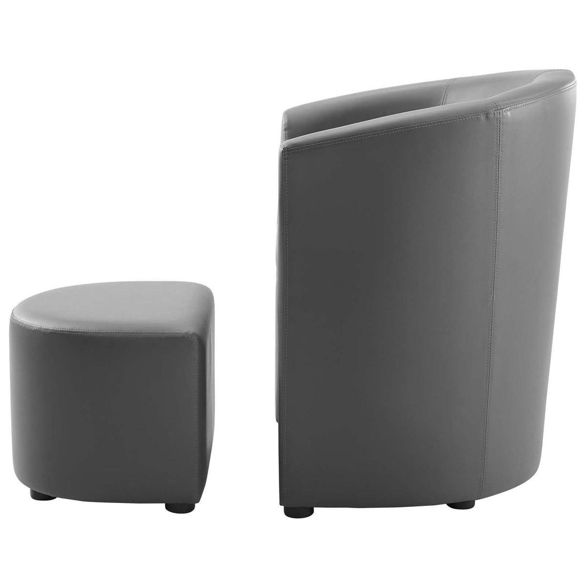 Grey Faux Leather Armchair and Ottoman A673