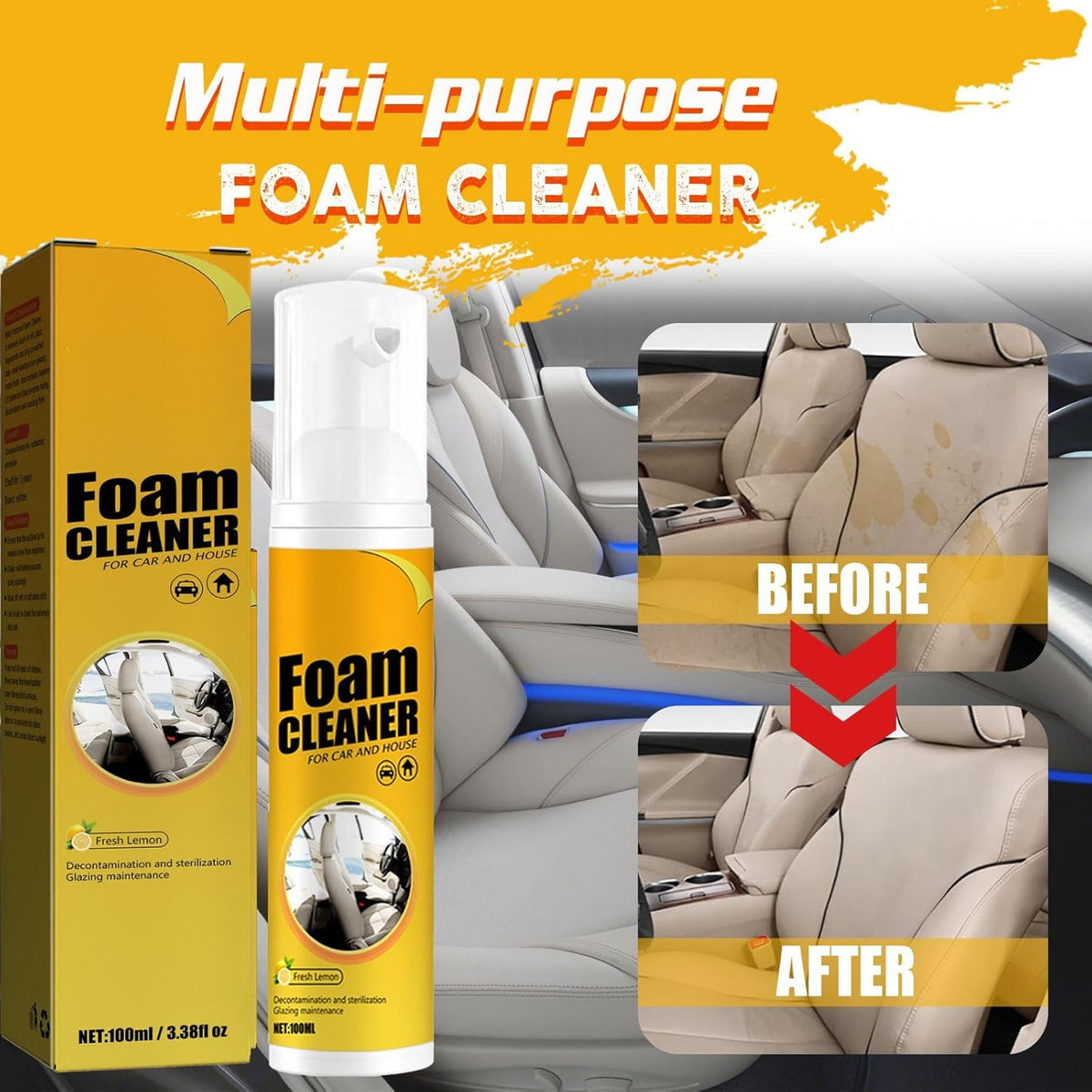2PCS Multipurpose Foam Cleaner Lemon Flavor (100ml*2) W796264