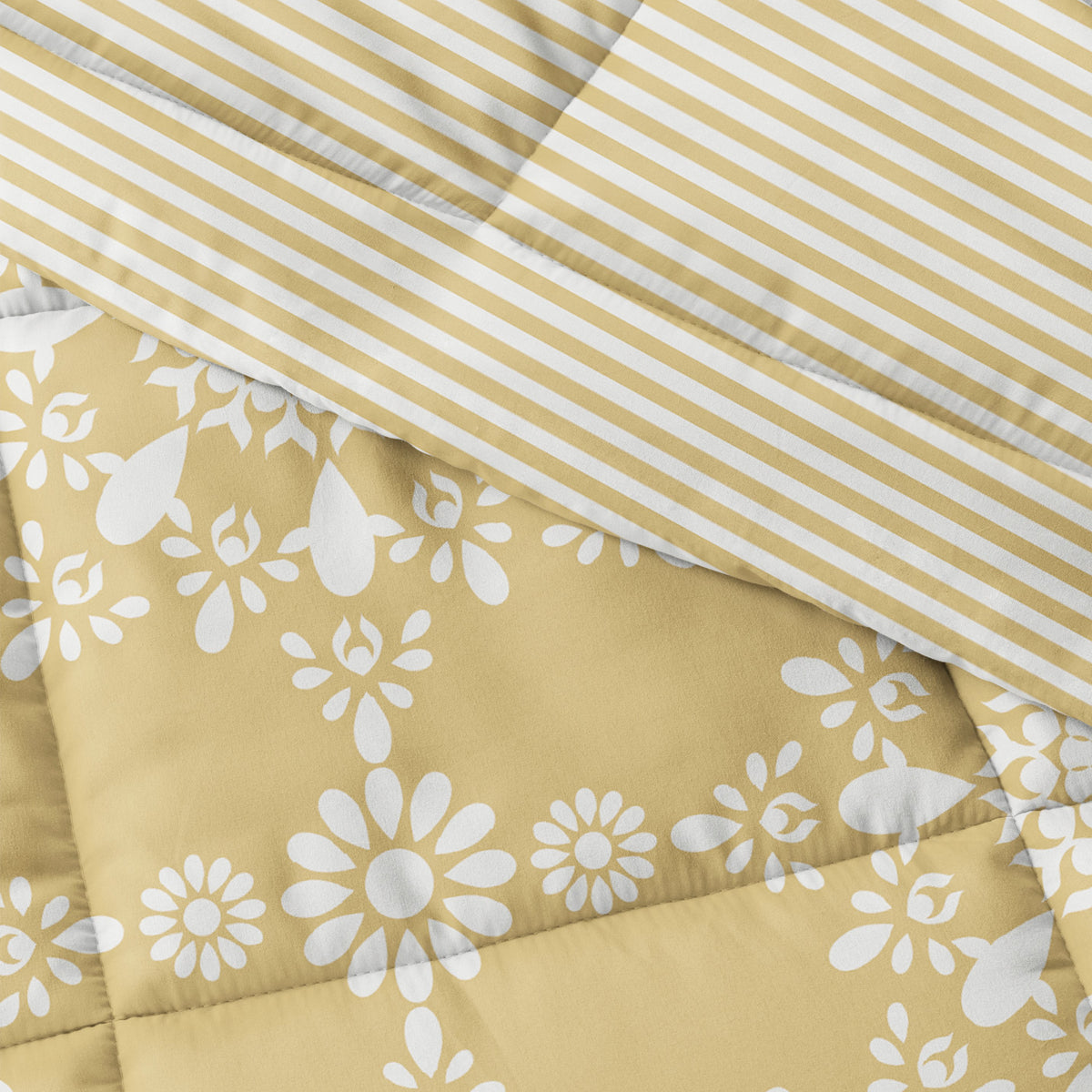 3-Piece Yellow Daisy Reversible Comforter Set D50812