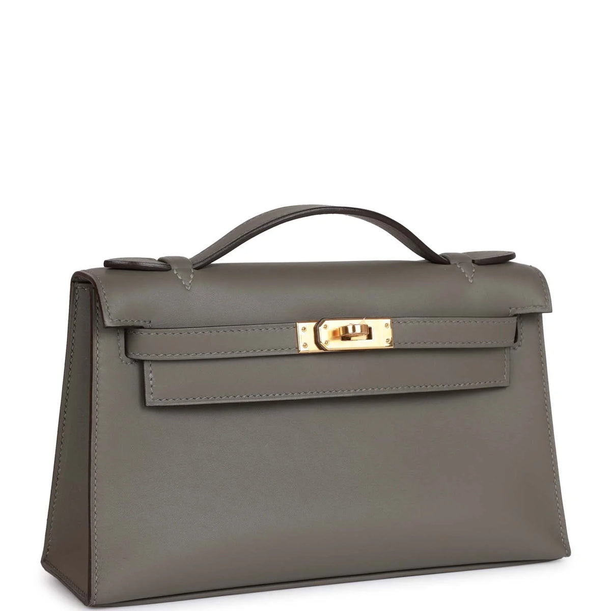 Kelly Pochette Gris Meyer Swift Gold Hardware V56424