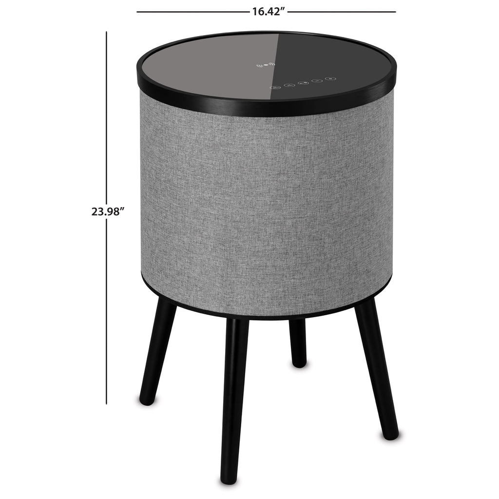 Round Bluetooth Speaker End Table with Wireless Charging, Gray O86936