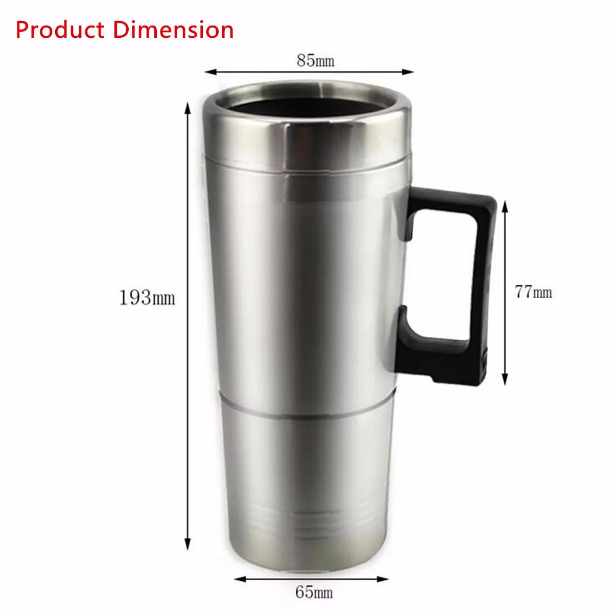 Stainless Steel 12V 500ml Heated Travel Mug with Lid U7989