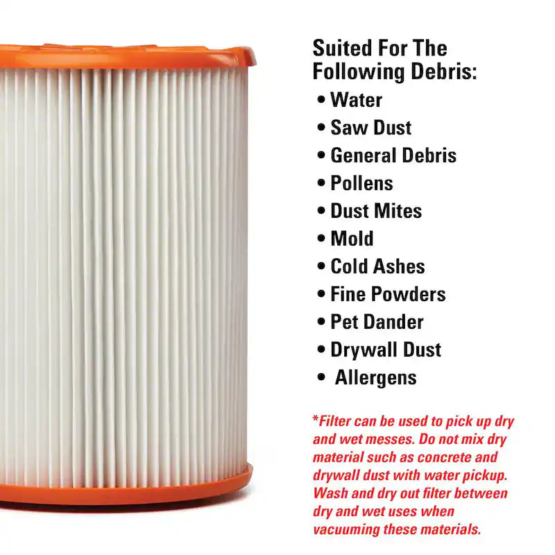 HEPA Wet/Dry Vac Replacement Cartridge Filter 4-Pack E766121