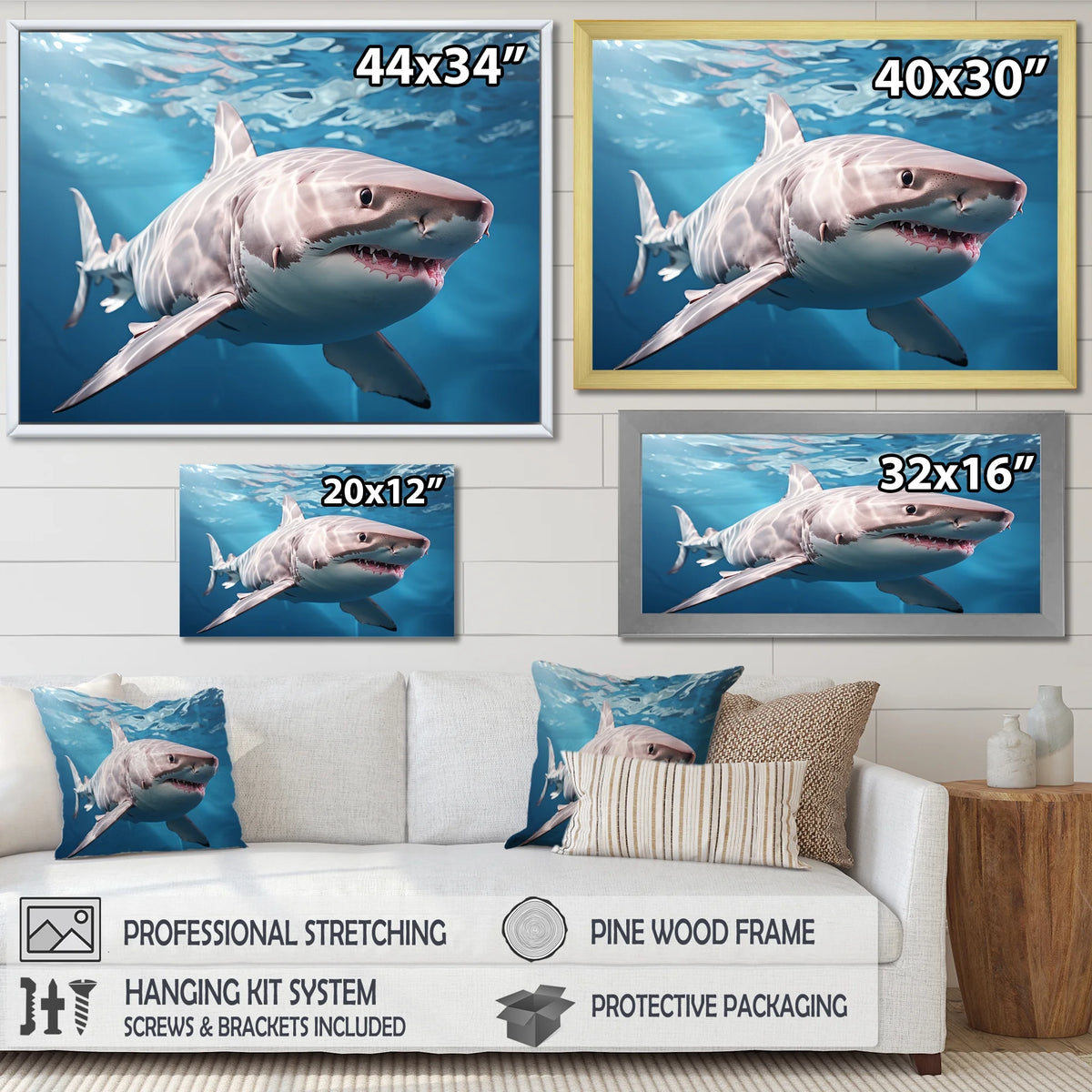 Shark Canvas Art Print V5919