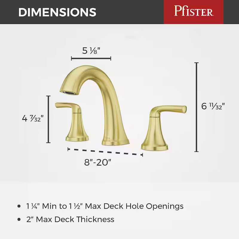8 in. Widespread Double Handle Bathroom Faucet Brushed Gold H386