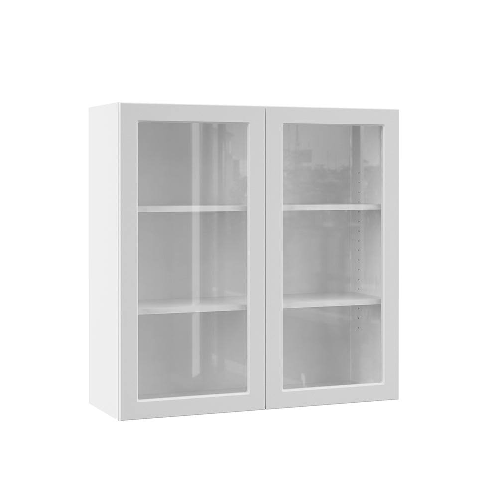White Wall Kitchen Cabinet with Glass Doors A734
